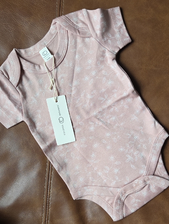 Colored Organics Other - Colored Organics Dusty Pink Floral Organic Baby One-Piece